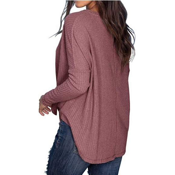 🌸TRENDY WAFFLE TUNIC BLOUSE TIE KNOT - Picture 2 of 4